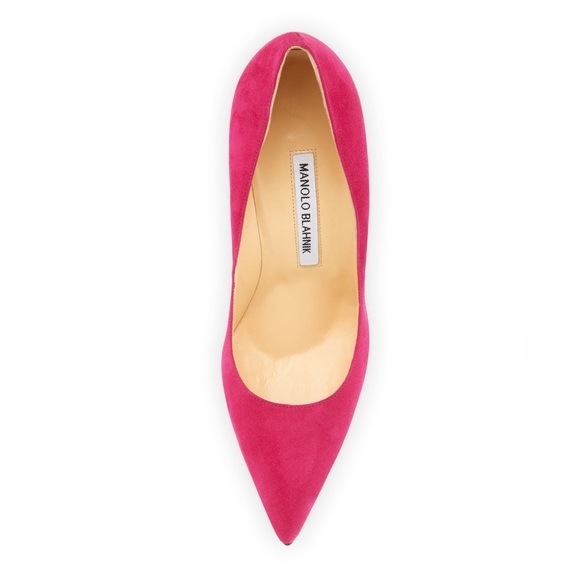 Manolo Blahnik / BB 90 Pumps Barbie Hot Pink Suede fuchsia Leather 40 10 - Picture 2 of 8